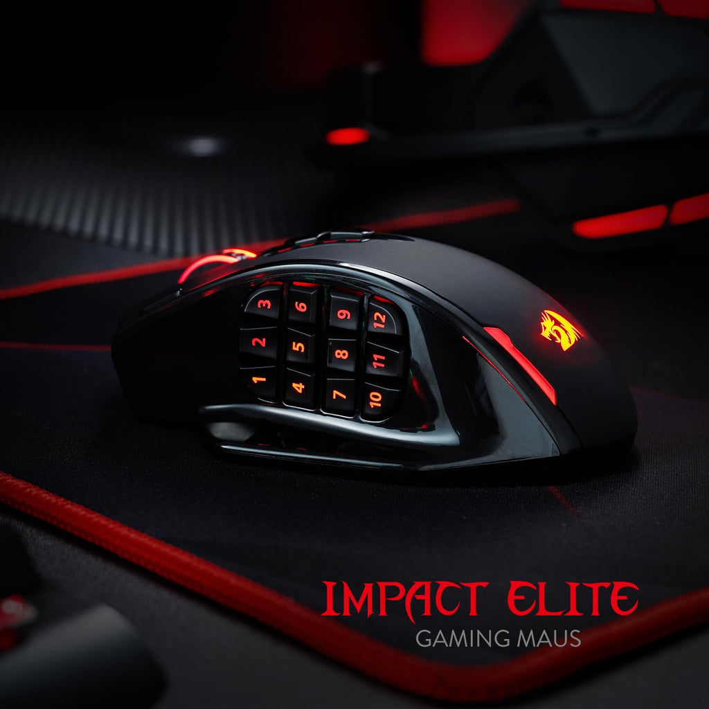 Redragon M908 Impact MMO Gaming Maus Kabelgebunden RGB 12400 DPI