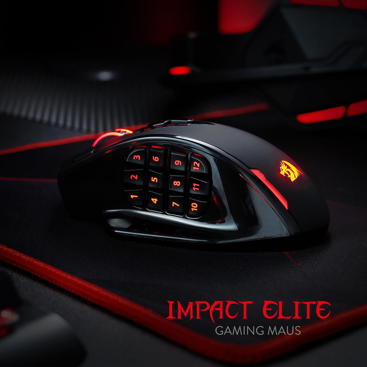Redragon M908 Impact MMO Gaming Maus Kabelgebunden RGB 12400 DPI