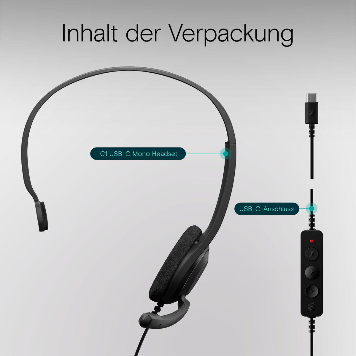 EPOS C1 Vielseitiges Business- Headset mit Mikrofon, Universellem 3,5-mm-Klinkenstecker, Breite Gerätekompatibilität - kopfhörer mit Kabel, mikrofon PC, Rauschunterdrückendes Mikrofon, on Ear