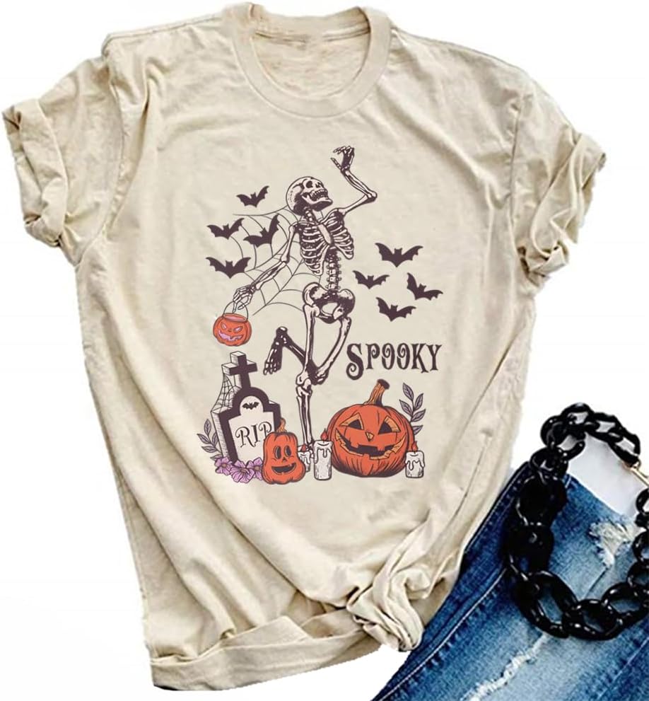 Halloween-Kürbis-Shirts für Damen, Herbst-T-Shirts, niedliche grafische Herbst-Shirts, Thanksgiving-Oberteile