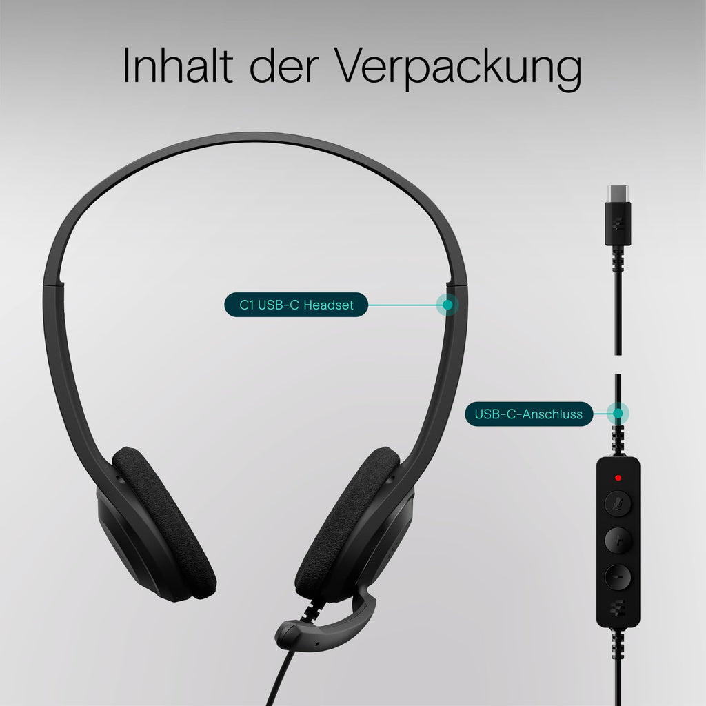 EPOS C1 Vielseitiges Business- Headset mit Mikrofon, Universellem 3,5-mm-Klinkenstecker, Breite Gerätekompatibilität - kopfhörer mit Kabel, mikrofon PC, Rauschunterdrückendes Mikrofon, on Ear