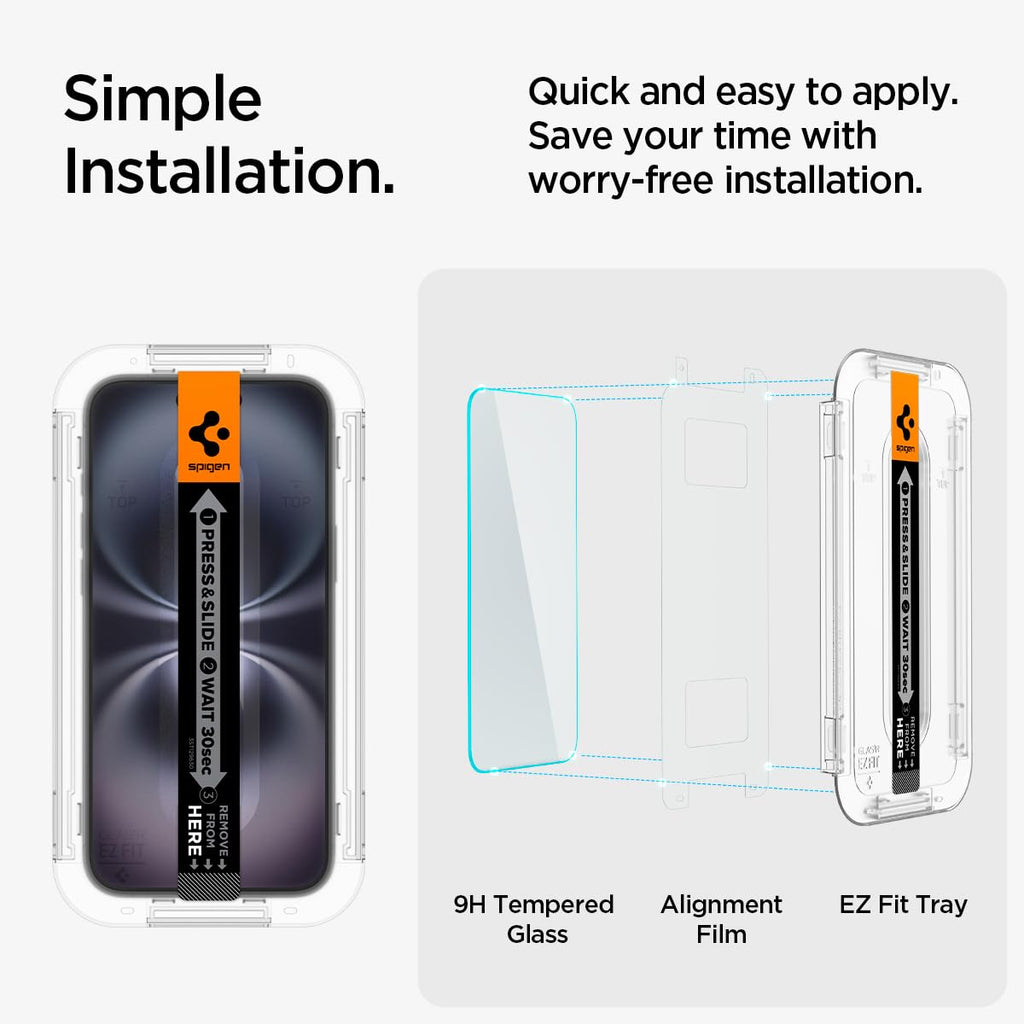 Spigen EZ Fit Schutzfolie [2 Stück] für iPhone 18 Pro, iPhone 17 Pro