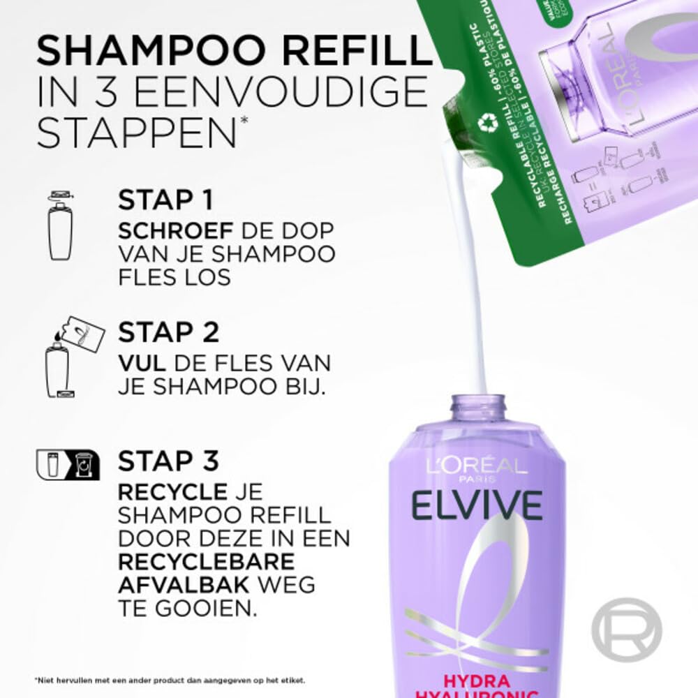 L'Oréal Paris Elvital Hydra Hyaluronic Shampoo Feuchtigkeitsboost, 1000 ml