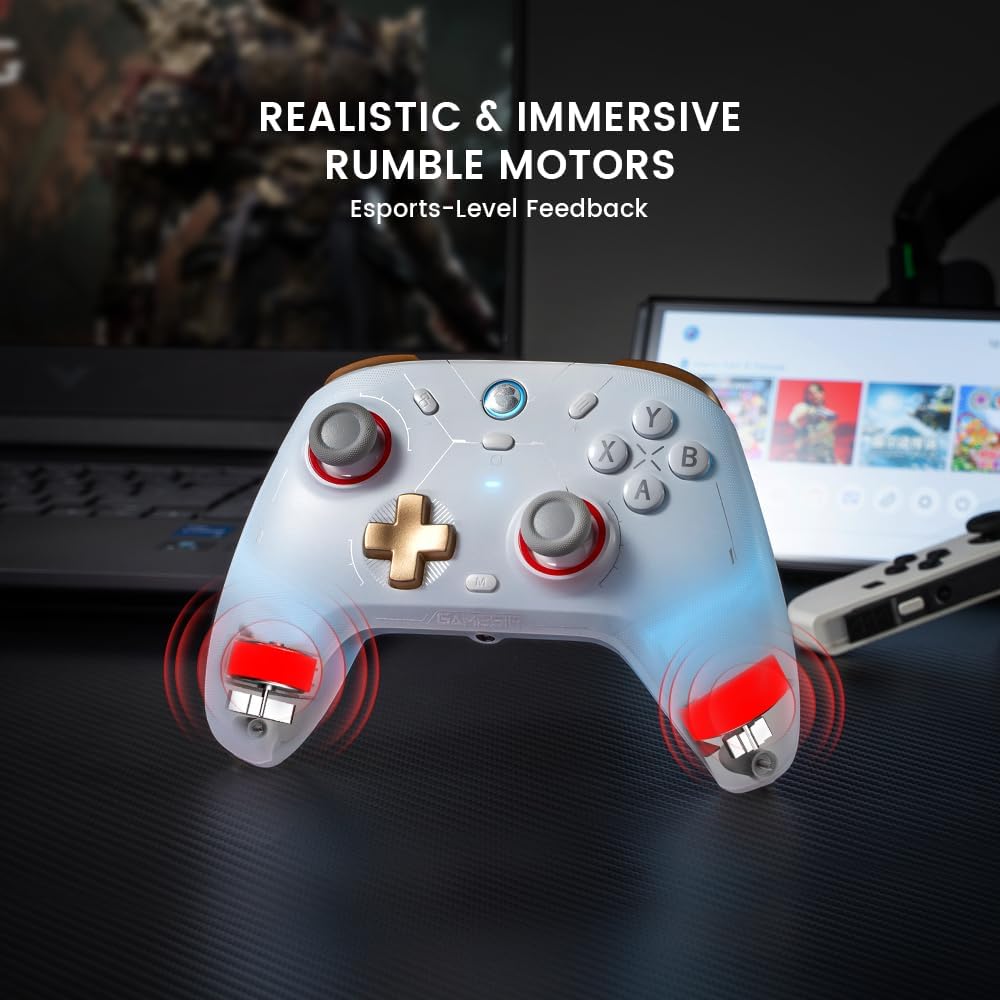 GameSir Cyclone 2 Kabelloser PC Controller mit Ladestation,TMR,RGB (Weiß)
