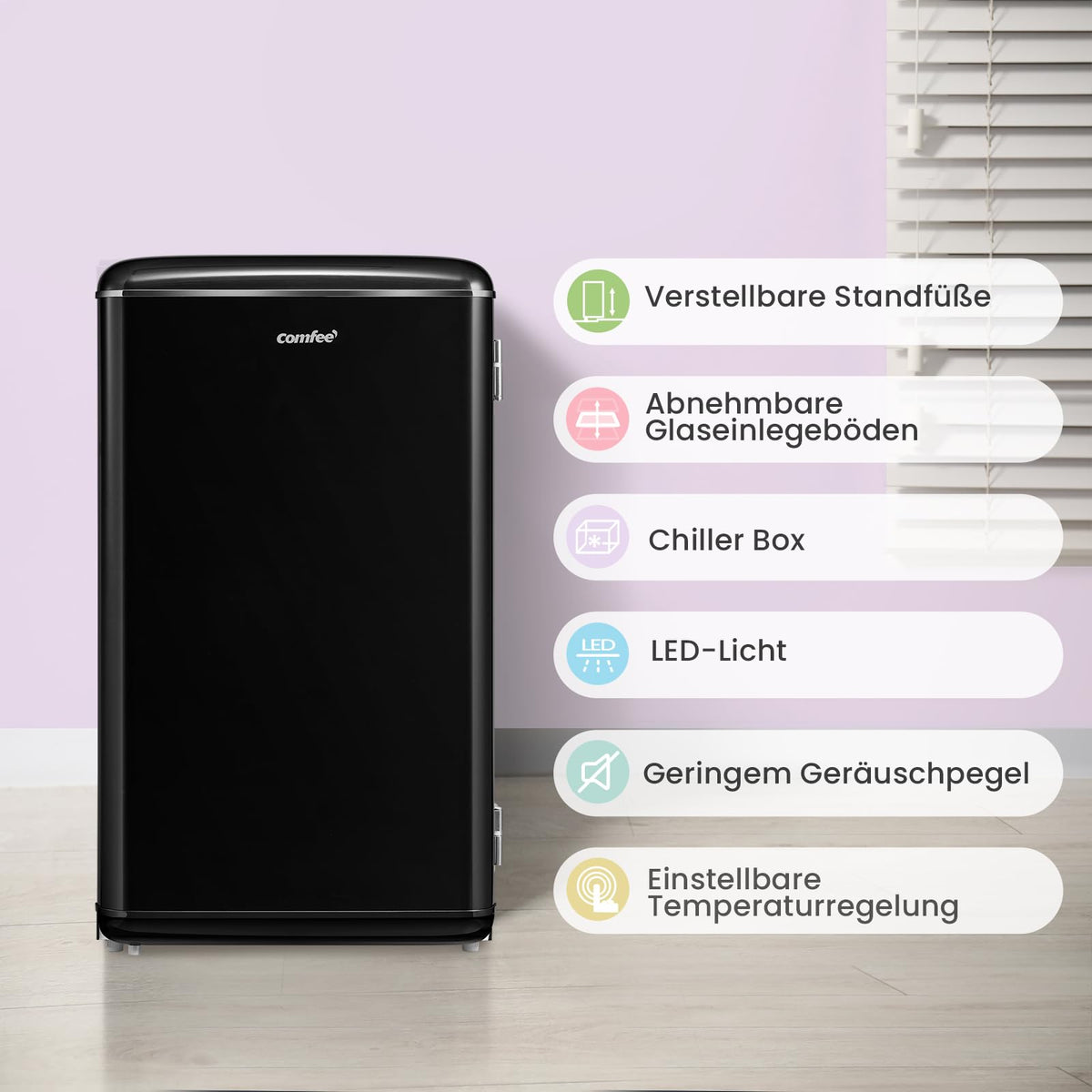 Comfee 113L kühlschrank mit gefrierfach, 35dB, Inverter Kompressor, EEK D