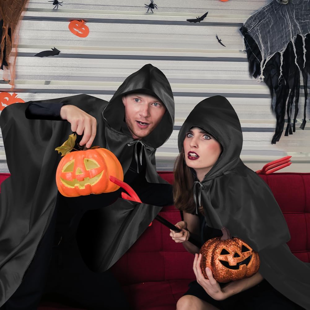 Aomig Cape à Capuchon, Déguisement Adulte Unisexe Costume, Cape Sorcier, Halloween Cosplay Costume Cape Longue Cape, Déguisement pour Halloween, Bal Masqué