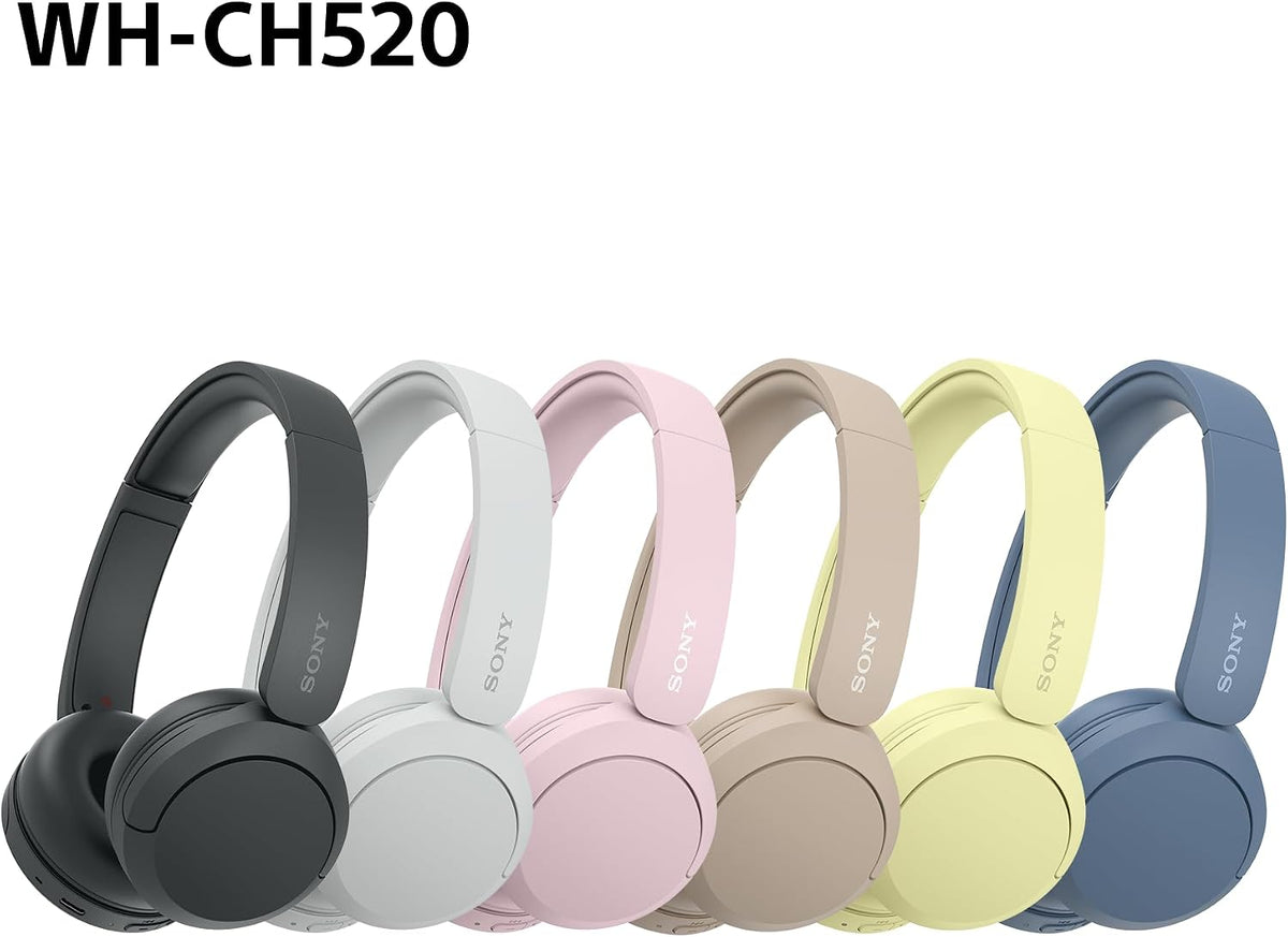 Sony WH-CH520 Kabellose Bluetooth-Kopfhörer - bis zu 50 Stunden Akkulaufzeit mit Schnellladefunktion, On-Ear-Modell - Schwarz