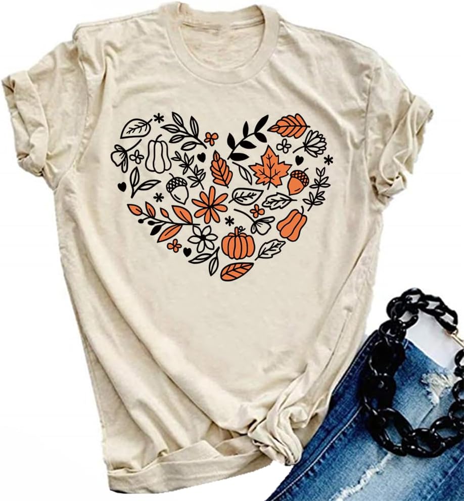 Halloween-Kürbis-Shirts für Damen, Herbst-T-Shirts, niedliche grafische Herbst-Shirts, Thanksgiving-Oberteile