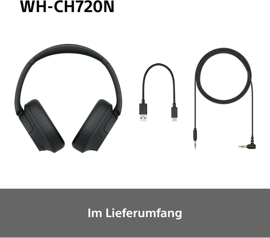 Sony WH-CH720N Kabelloser Bluetooth-Kopfhörer mit Noise Cancelling - bis zu 35 Stunden Akkulaufzeit und Schnellladefunktion - Schwarz