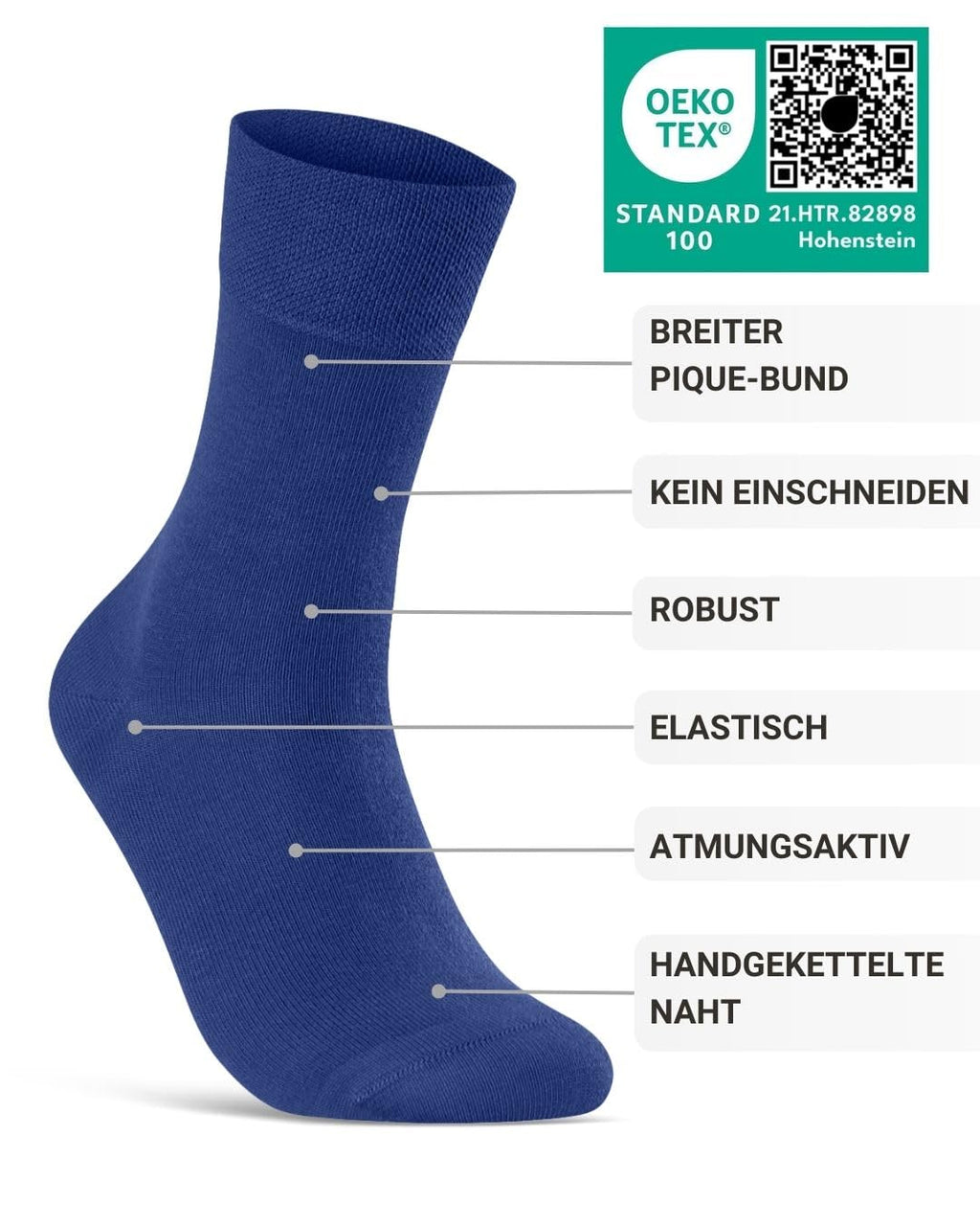 sockenkauf24 10 Paar Diabetikersocken für Herren & Damen ohne Gummibund & ohne Naht aus Baumwolle Diabetiker Socken mit Komfortbund ohne Gummi