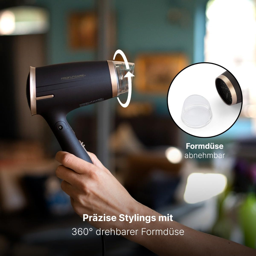 ProfiCare® Haartrockner klappbar | Hair Dryer 1400W | platzsparend mit Klappgriff | kompakter Airstyler | 2 Stufen | Kaltstufe für Style-Fix | Überhitzungsschutz | PC-HT 3009 champagner
