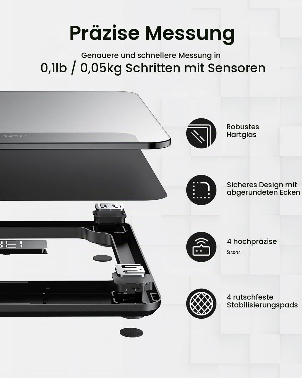 RENPHO Personenwaage, Körperwaage mit Hochpräzisions-Sensoren