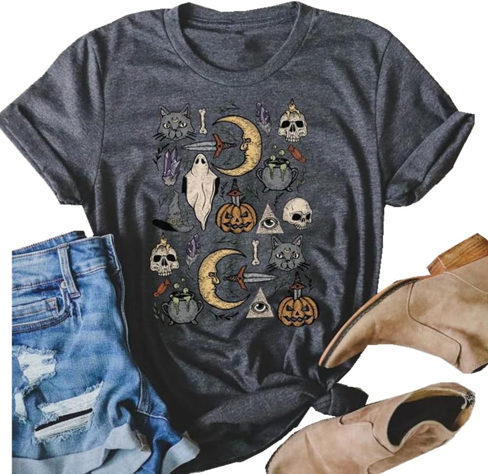 Halloween-Kürbis-Shirts für Damen, Herbst-T-Shirts, niedliche grafische Herbst-Shirts, Thanksgiving-Oberteile