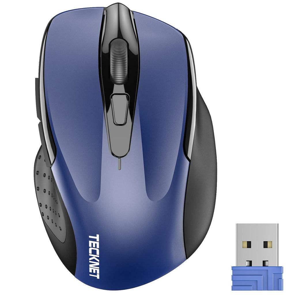 TECKNET Kabellose Maus, 2,4 GHz optische Funkmaus mit USB-Empfänger, Grau