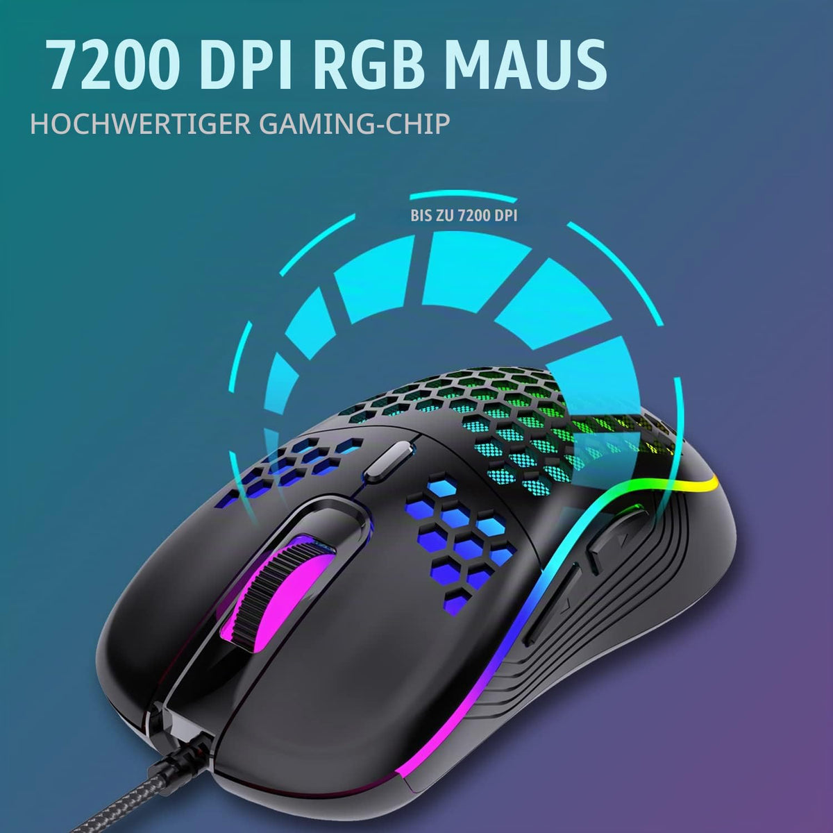 RedThunder 60% Kabelloses RGB Gaming Tastatur und Maus Set, QWERTZ DE Layout, Wiederaufladbare Funktastatur mit Ultraleichte Gaming Maus mit Wabenkonstruktion, für PC MAC PS5 Xbox Gamer, Büro.