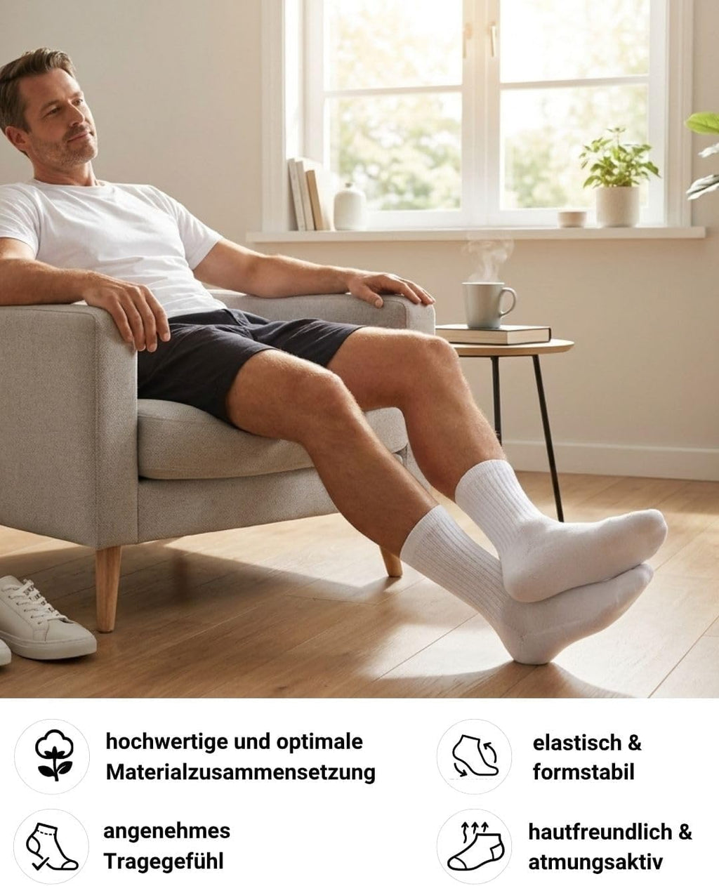 10 Paar Sportsocken Tennissocken Herren Damen Atmungsaktive Crew Socken Baumwolle