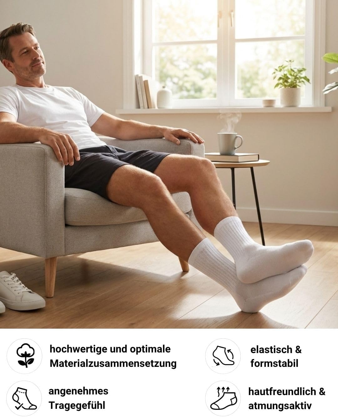 10 Paar Sportsocken Tennissocken Herren Damen Atmungsaktive Crew Socken Baumwolle