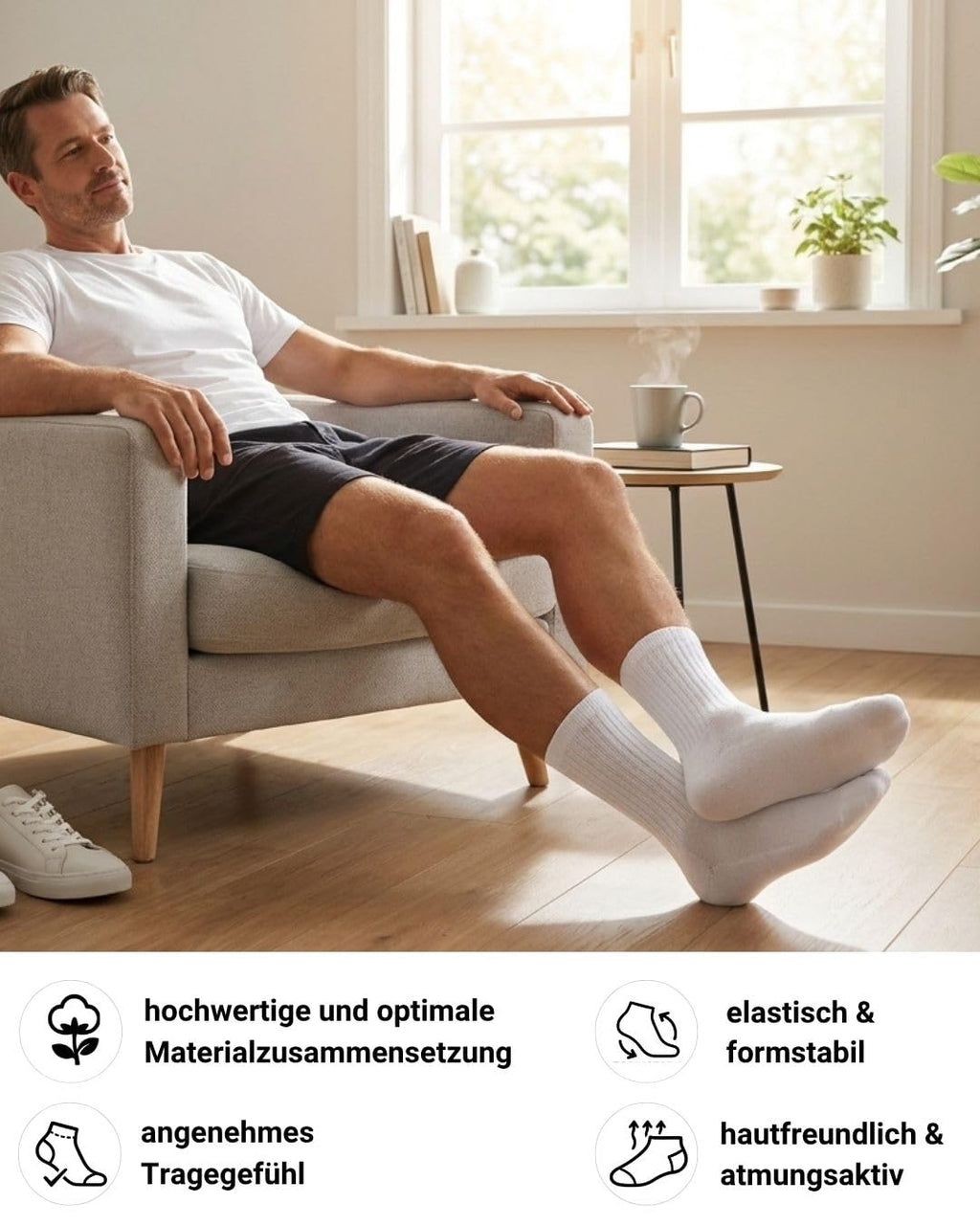 10 Paar Sportsocken Tennissocken Herren Damen Atmungsaktive Crew Socken Baumwolle