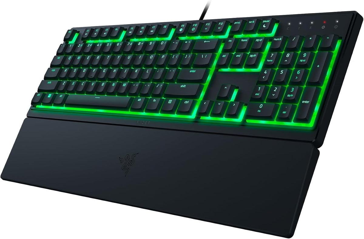Razer Ornata V3 X - Flache Membran-Tastatur mit Chroma RGB (Lautlose Membran-Switches, Ergonomische Handballenauflage, Tastenkappen Anti-UV-Beschichtung) QWERTZ DE-Layout | Schwarz