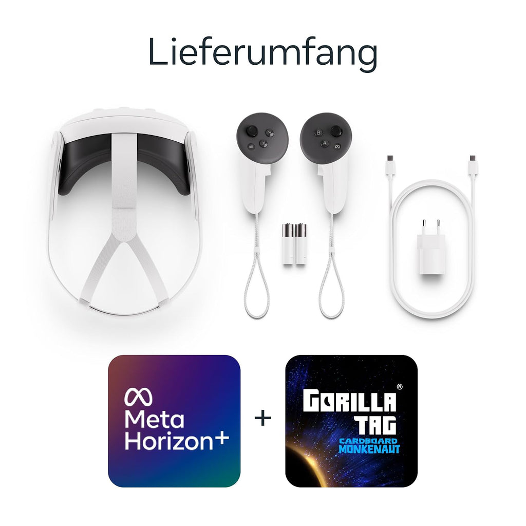 Meta Quest 3 512 GB | VR-Headset – 30 % höhere Auflösung – Doppelte Grafikleistung – Virtual Reality ohne Kabel – Gorilla Tag Cardboard Monkenaut Bundle – Amazon Exclusive
