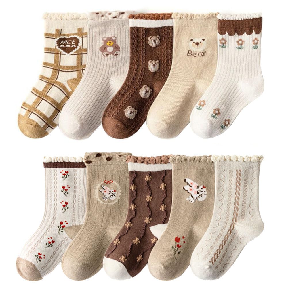 FedMois 10 Paires Chaussettes chaudes hiver en Coton Garçons Filles Socquette Enfant