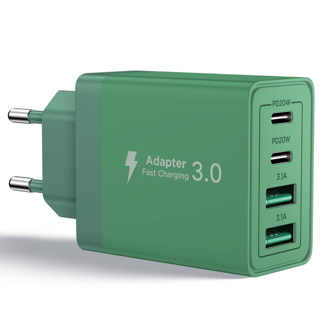 USB C Ladegerät, 40W 4-Port USB ladegerät Mehrfach Schnellladegerät PD 3.0