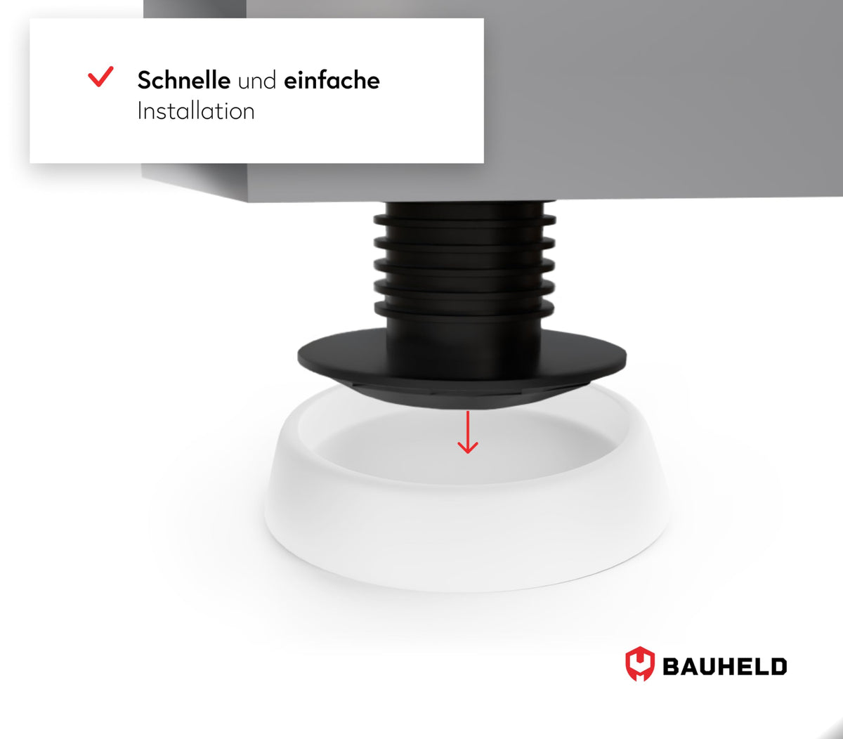 BAUHELD 4x Schwingungsdämpfer Waschmaschine und Trockner - Schwarz