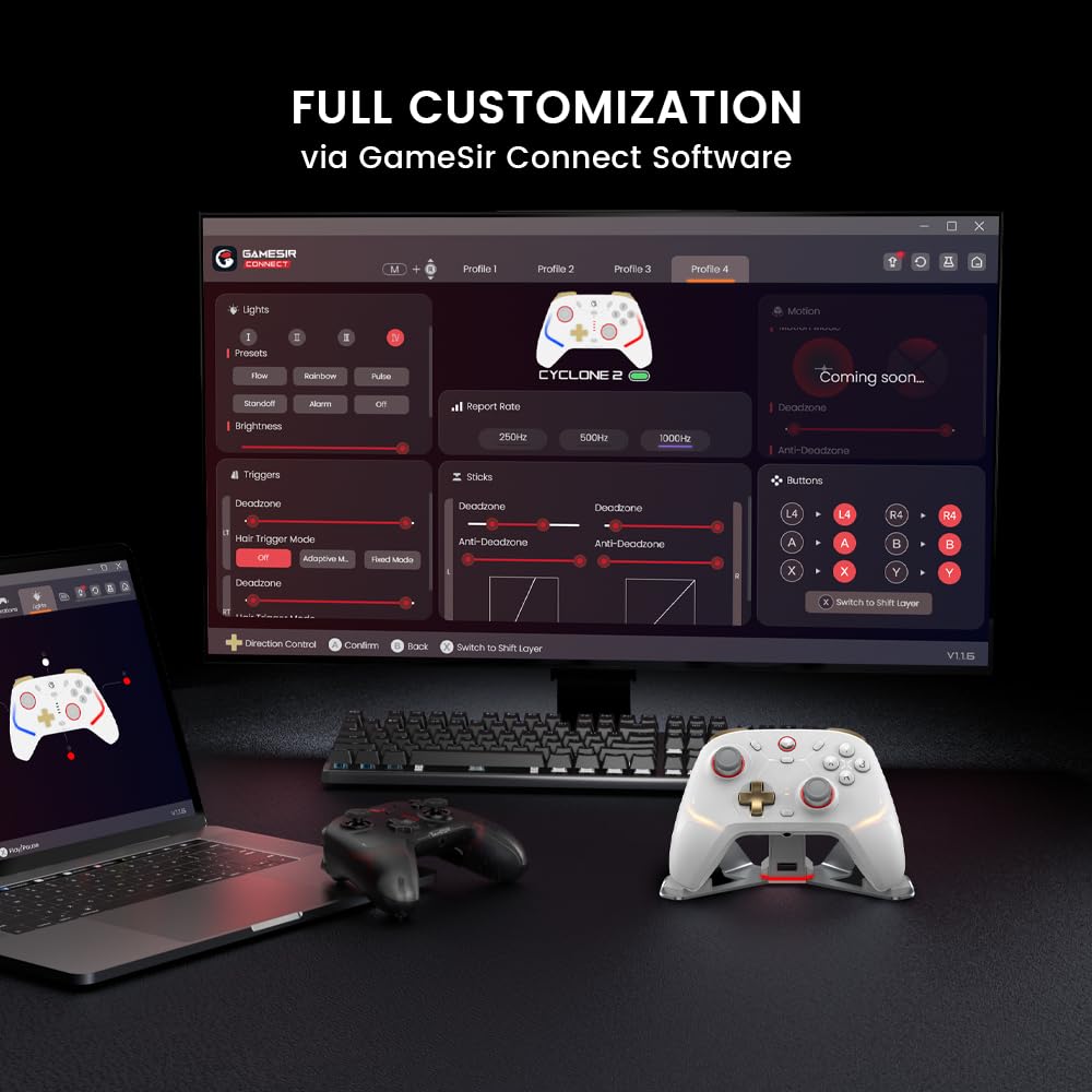 GameSir Cyclone 2 Kabelloser PC Controller mit Ladestation,TMR,RGB (Weiß)