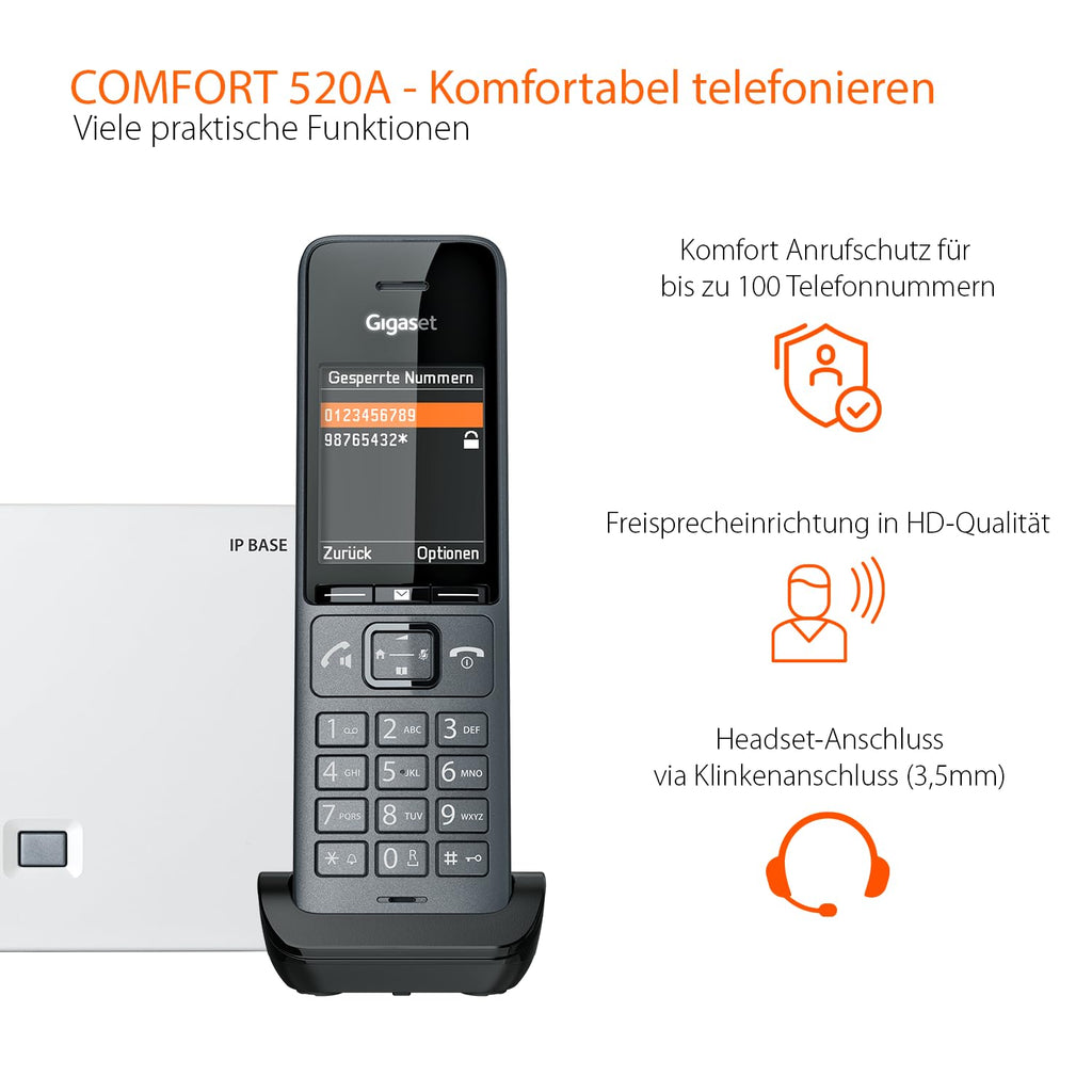 Gigaset Comfort 520A Duo - 2 Schnurlose DECT-Telefone mit Anrufbeantworter - Beste Audioqualität mit Freisprechfunktion - Anrufschutz - Adressbuch 200 Kontakten, titan-schwarz [Deutsche Version]