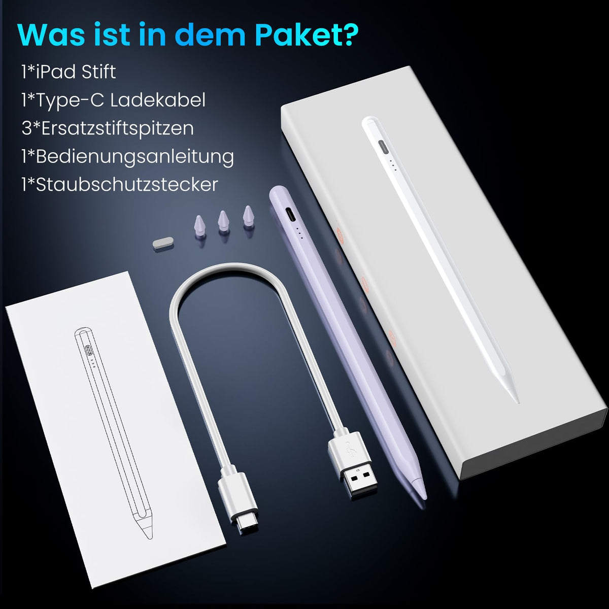 Stift für iPad, (2018-2025) Pencil 2nd Generation für Apple mit Schnellladeleistung Palm Rejection und Neigungssensitivität Stylus für i Pad 6-10, i Pad Pro 13''/12,9''/11'', Mini 6/5, Air 5/4/3