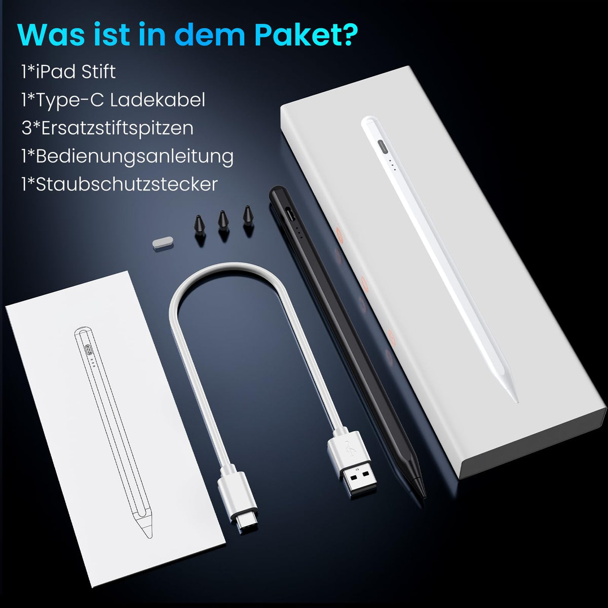 Stift für iPad, (2018-2025) Pencil 2nd Generation für Apple mit Schnellladeleistung Palm Rejection und Neigungssensitivität Stylus für i Pad 6-10, i Pad Pro 13''/12,9''/11'', Mini 6/5, Air 5/4/3