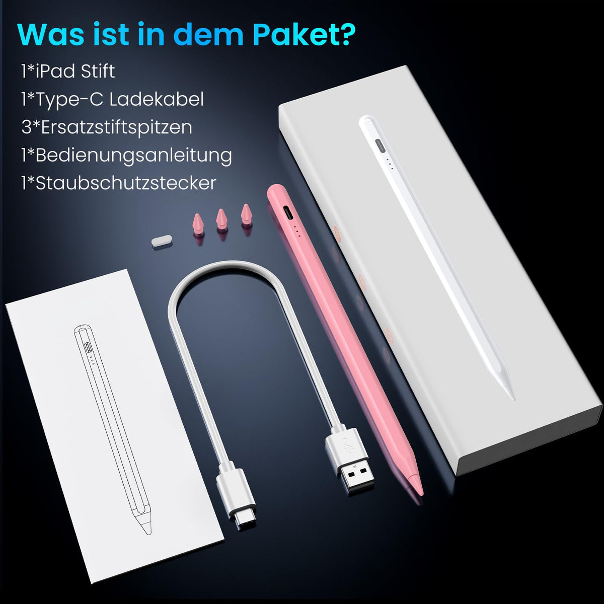 Stift für iPad, (2018-2025) Pencil 2nd Generation für Apple mit Schnellladeleistung Palm Rejection und Neigungssensitivität Stylus für i Pad 6-10, i Pad Pro 13''/12,9''/11'', Mini 6/5, Air 5/4/3