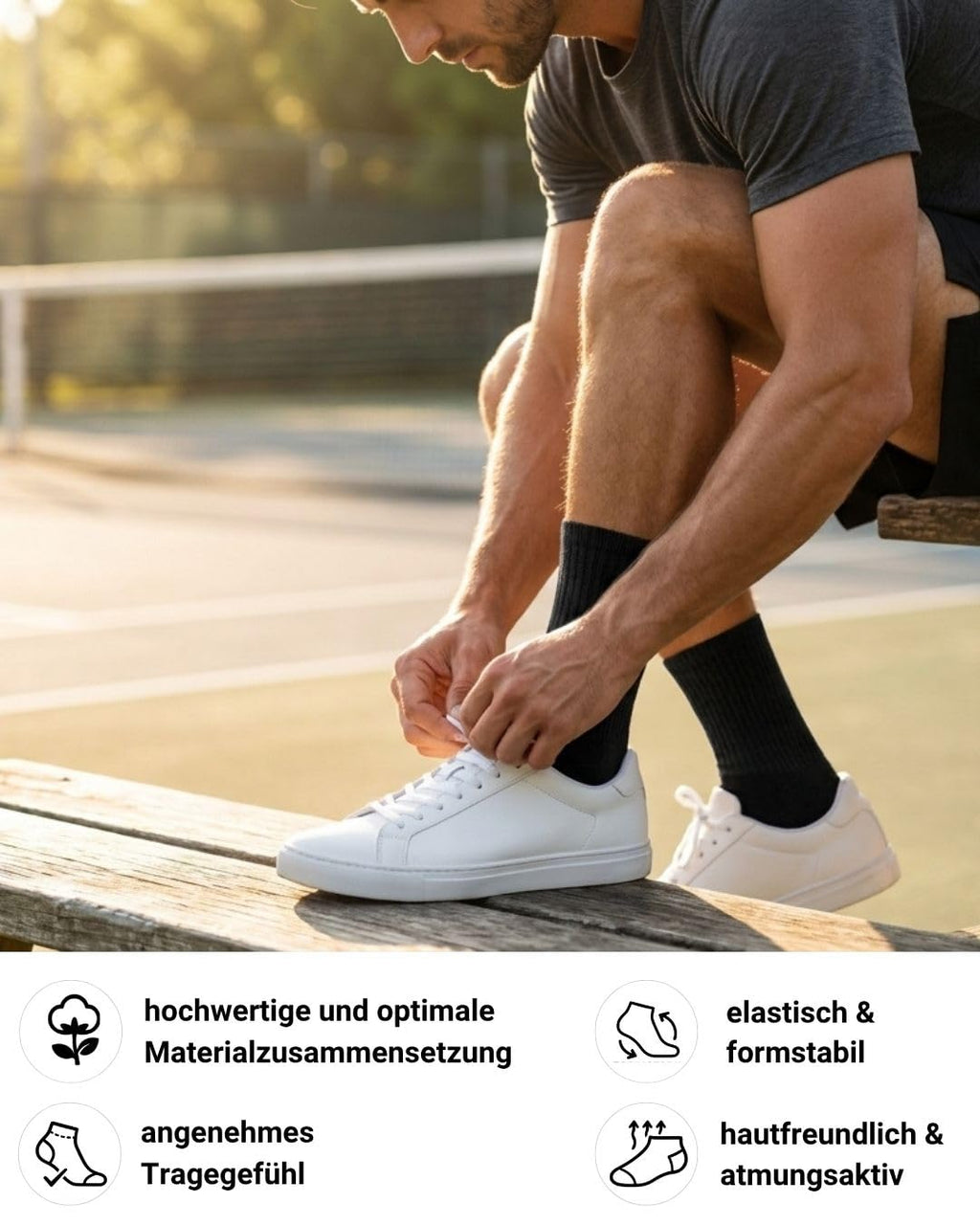 10 Paar Sportsocken Tennissocken Herren Damen Atmungsaktive Crew Socken Baumwolle