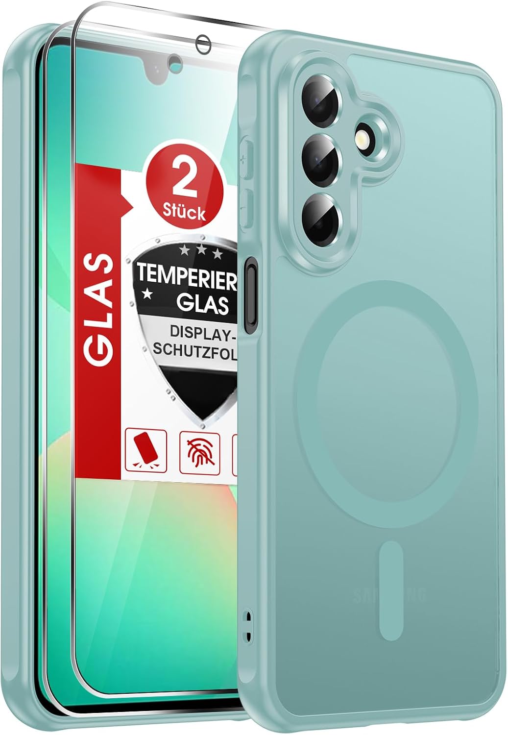 LeYi für Samsung Galaxy A06 4G Hülle für MagSafe mit 2x Panzerglas – Schwarz