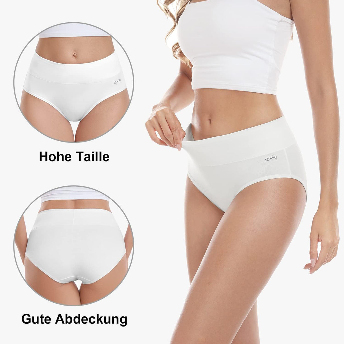 anqier Damen-Unterhosen, 5er-Pack, Stretch-Baumwolle, hoch geschnittene Slips für Damen