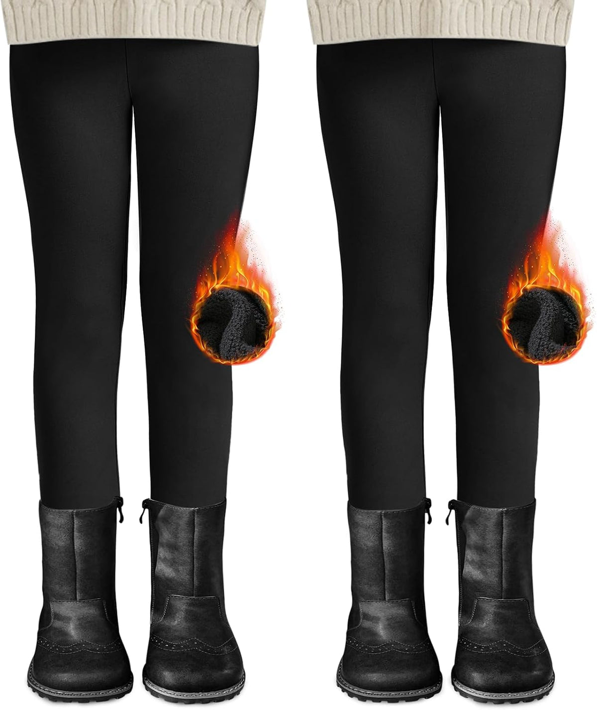 DDOBB 2er Pack Thermo Leggings Mädchen Mit Fleece High Waist