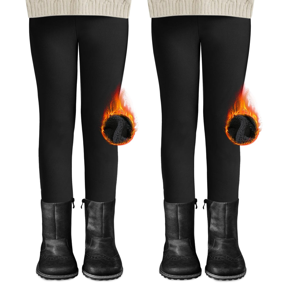 DDOBB 2er Pack Thermo Leggings Mädchen Mit Fleece High Waist