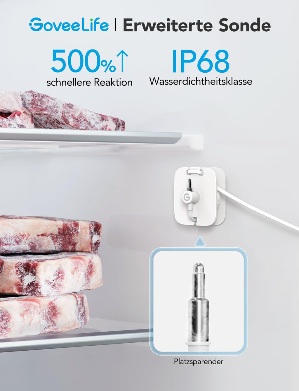 GoveeLife Kühlschrank Thermometer WLAN mit Digital & Alarm App, 1er-Sensor
