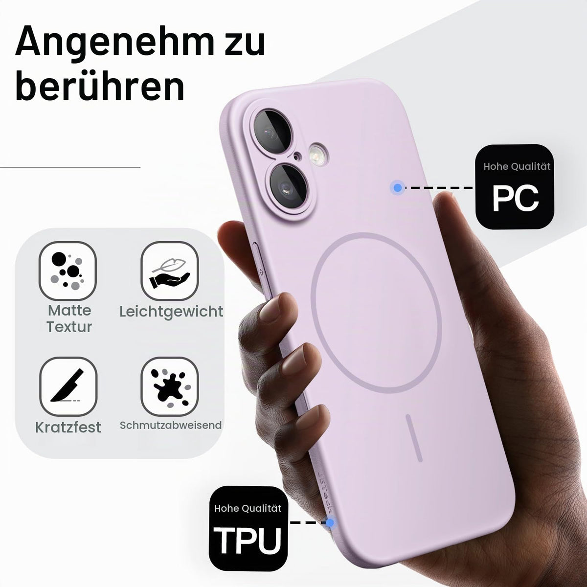 JETech Magnetische Dünne Hülle für iPhone 18 Pro, Schwarz