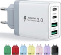 USB C Ladegerät, 40W 4-Port USB ladegerät Mehrfach Schnellladegerät PD 3.0