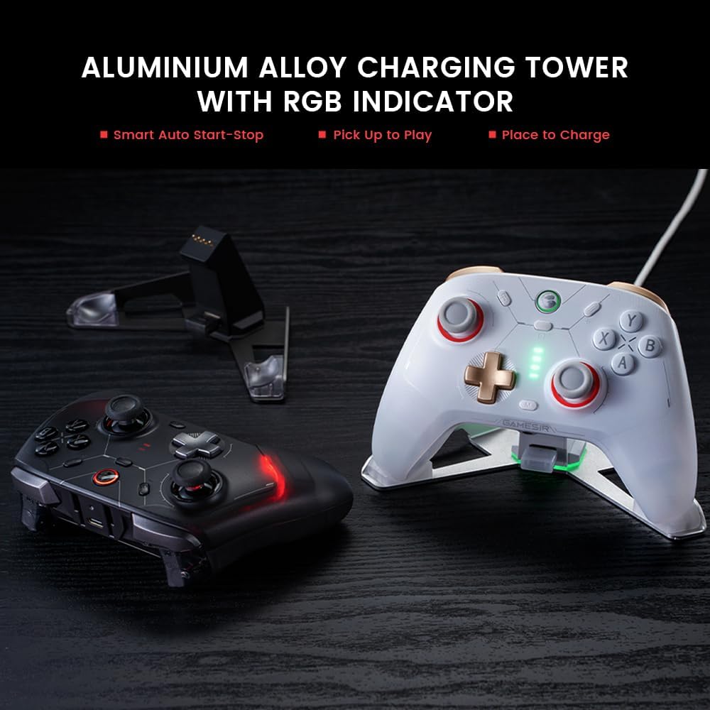 GameSir Cyclone 2 Kabelloser PC Controller mit Ladestation,TMR,RGB (Weiß)