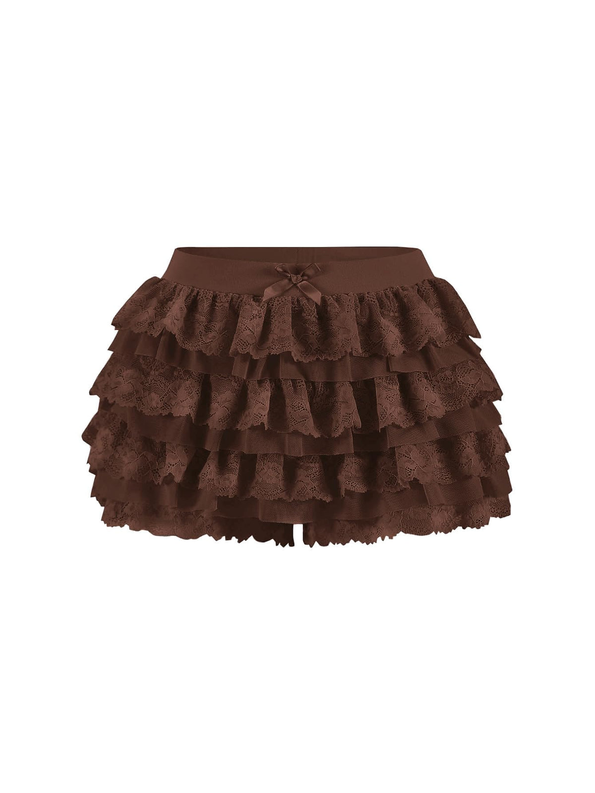 Women Y2K Lace Multi-Layered Bloomers Lolita Ruffle Shorts Cute Mini Skirt