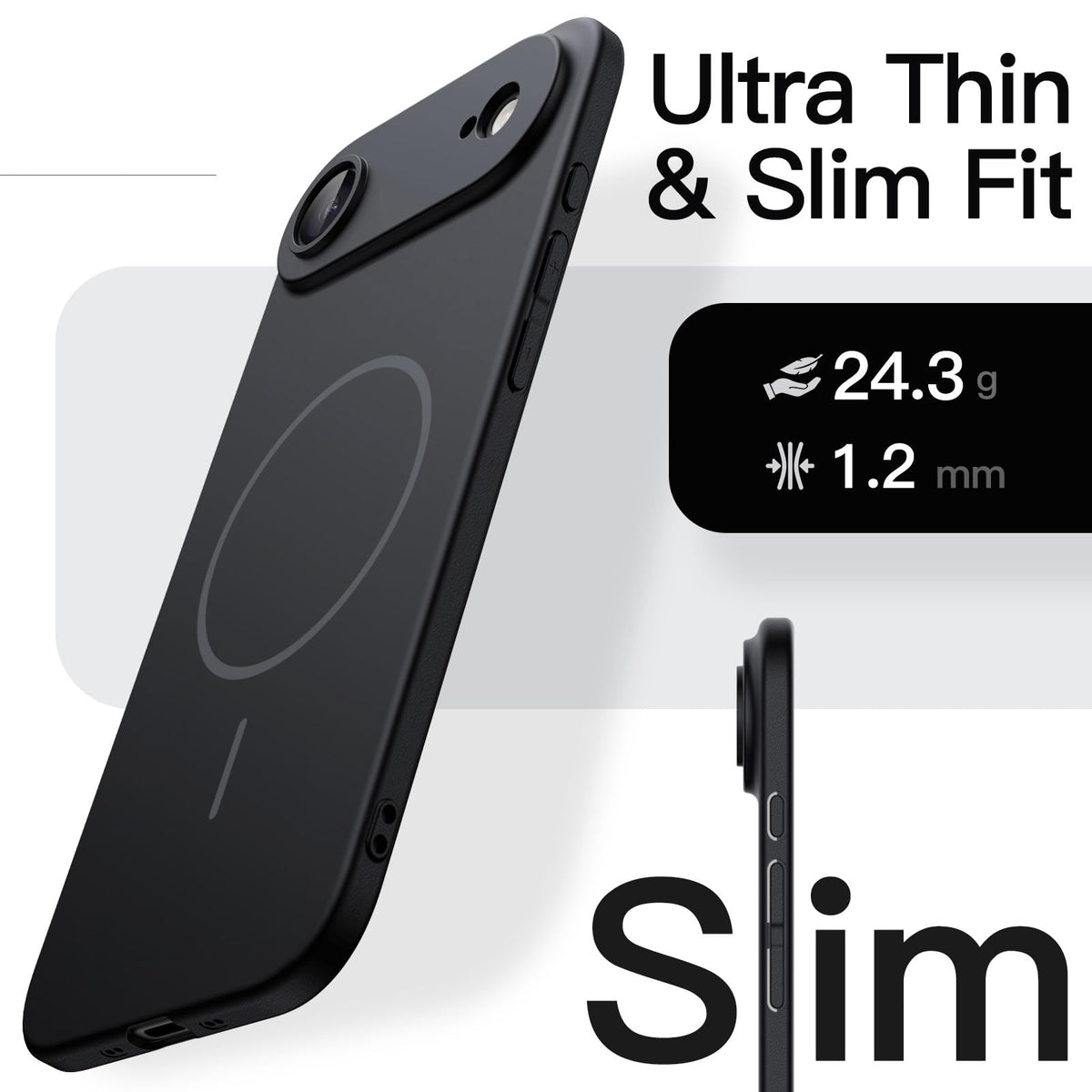 JETech Magnetische Dünne Hülle für iPhone 18 Pro, Schwarz