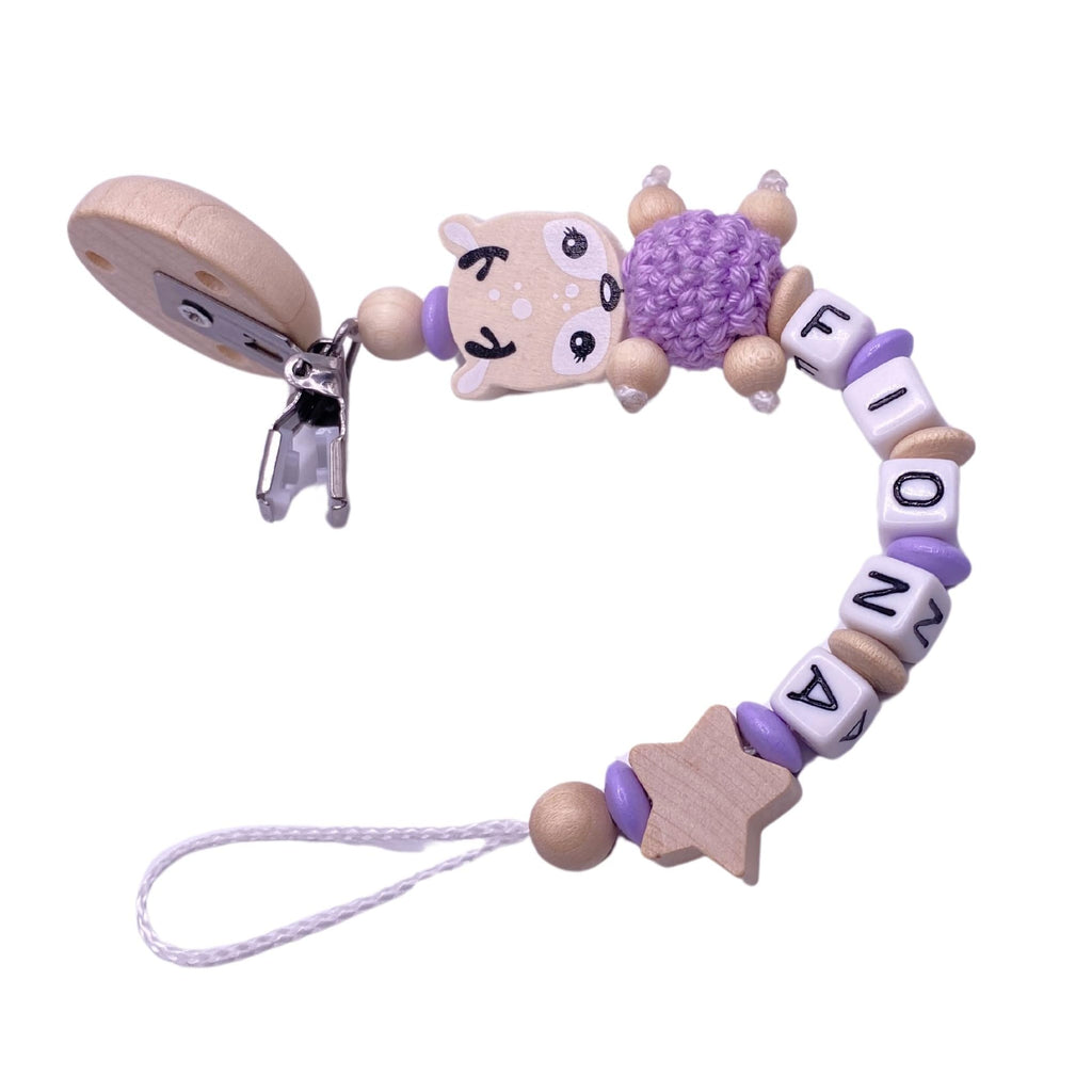Schnullerband mit Namen für Mädchen & Jungen personalisierte Baby Geschenke (REH Herzchen)