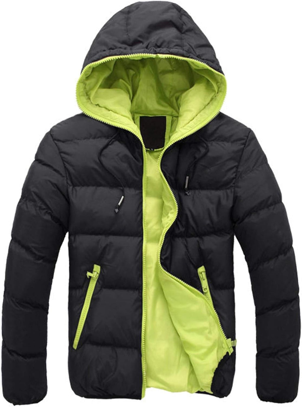 Generisch Winterjacke Herren Steppjacke mit Kapuze Warme Stepp Outdoor Winter Puffer Jacke Herrenjacken Übergangsjacke mit Reißverschluss Winter Warm Daunenjacke Leichte Jacken Thermo Langarm Parka