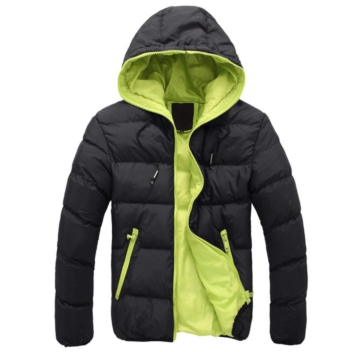 Generisch Winterjacke Herren Steppjacke mit Kapuze Warme Stepp Outdoor Winter Puffer Jacke Herrenjacken Übergangsjacke mit Reißverschluss Winter Warm Daunenjacke Leichte Jacken Thermo Langarm Parka