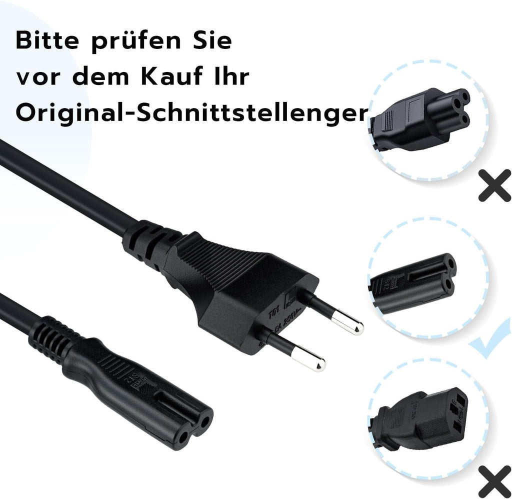 Mcbazel 1,5m Stromkabel C7 Eurostecker (Achterstecker), 2-poliges Netzkabel für PS5,PS4,PS3,PS2,PS1,Xbox, Smart-TV, Drucker, Radio & Monitor, Ersatz Kleingerätekabel, Schwarz