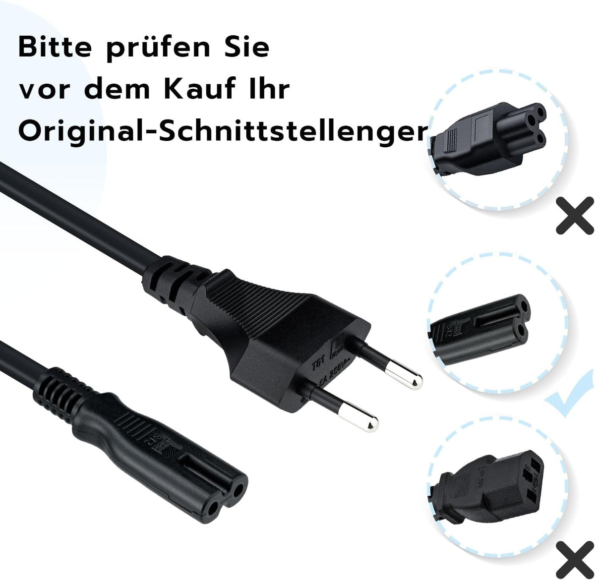 Mcbazel 1,5m Stromkabel C7 Eurostecker (Achterstecker), 2-poliges Netzkabel für PS5,PS4,PS3,PS2,PS1,Xbox, Smart-TV, Drucker, Radio & Monitor, Ersatz Kleingerätekabel, Schwarz
