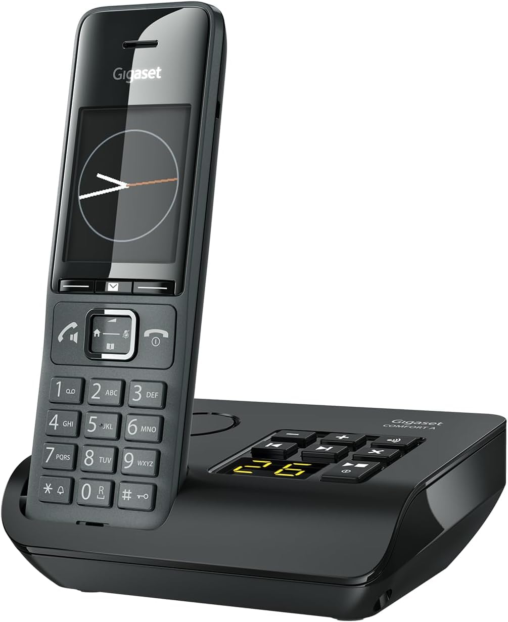Gigaset Comfort 520A Duo - 2 Schnurlose DECT-Telefone mit Anrufbeantworter - Beste Audioqualität mit Freisprechfunktion - Anrufschutz - Adressbuch 200 Kontakten, titan-schwarz [Deutsche Version]