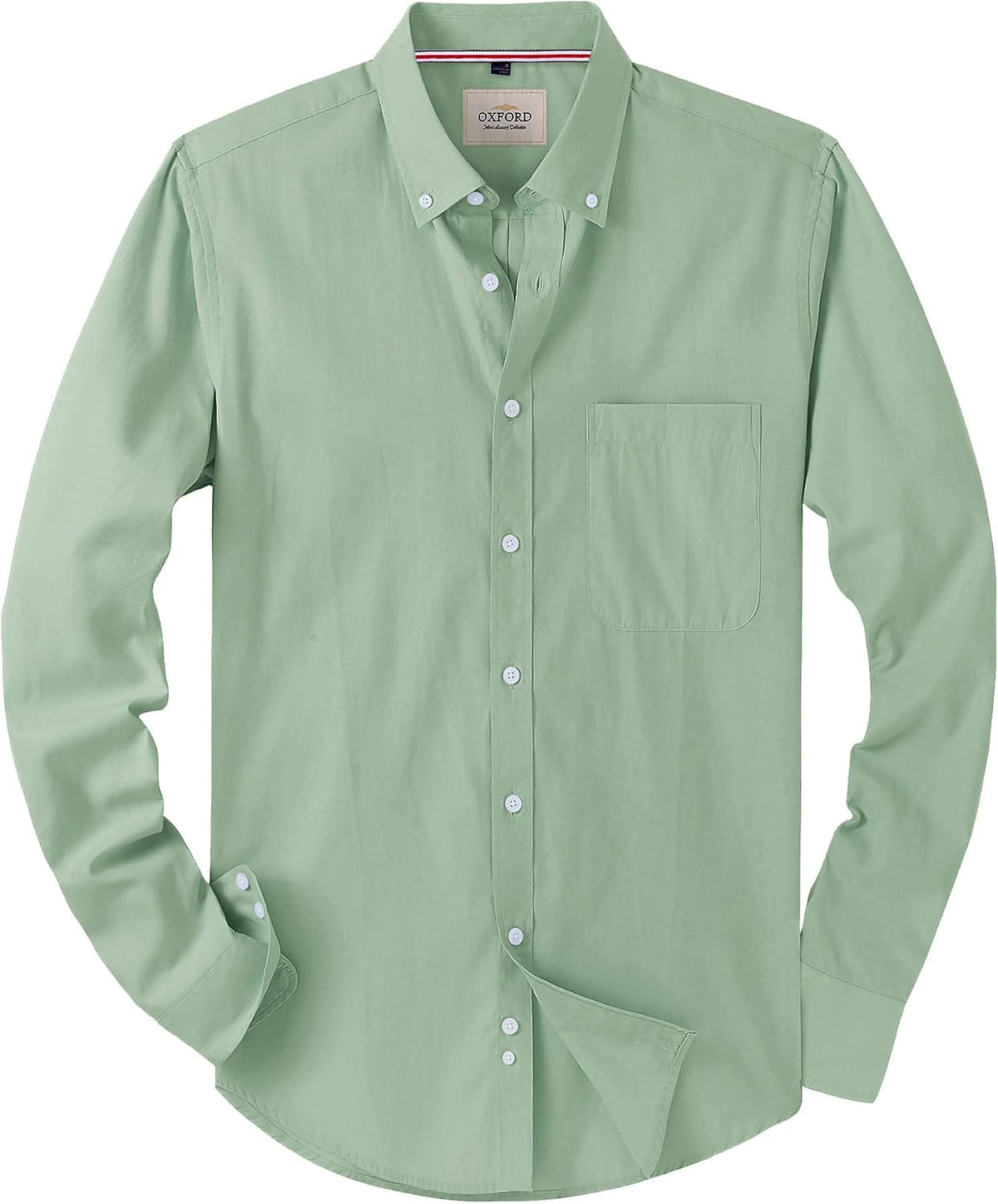 Alimens & Gentle Mens Solid Oxford Shirt Long Sleeve Dress Shirt Work Casual Button Down Shirts with Pocket